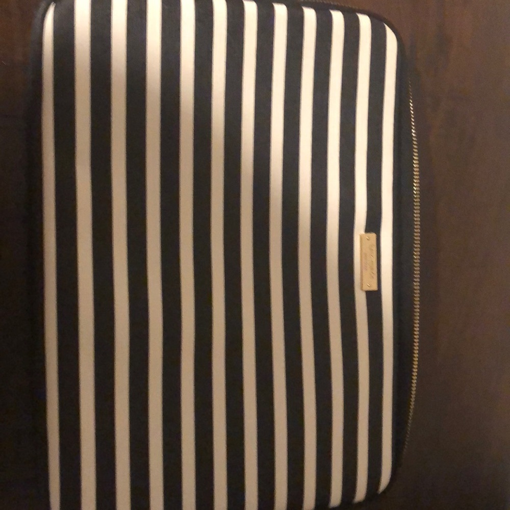 kate spade Black and White Striped Zip Pouch